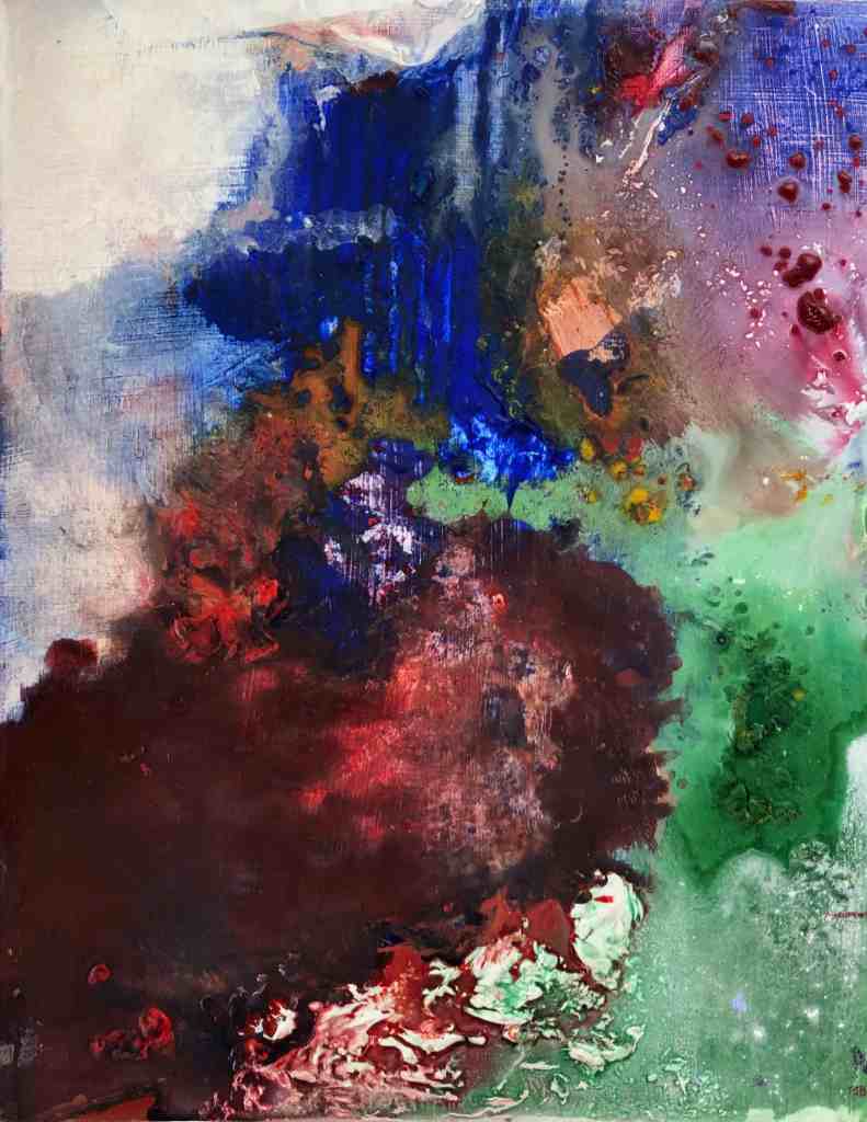 Emulsive Happening I, acrylic on board, 30.5 x 24.3 cm